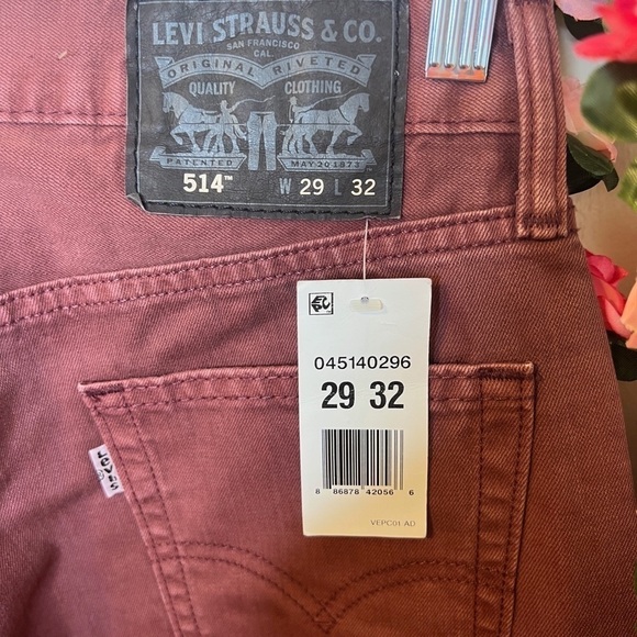 Levi’s Maroon 514 Straight Leg Jeans Men’s Casual NWT 29x32 0296 Red - Picture 10 of 11
